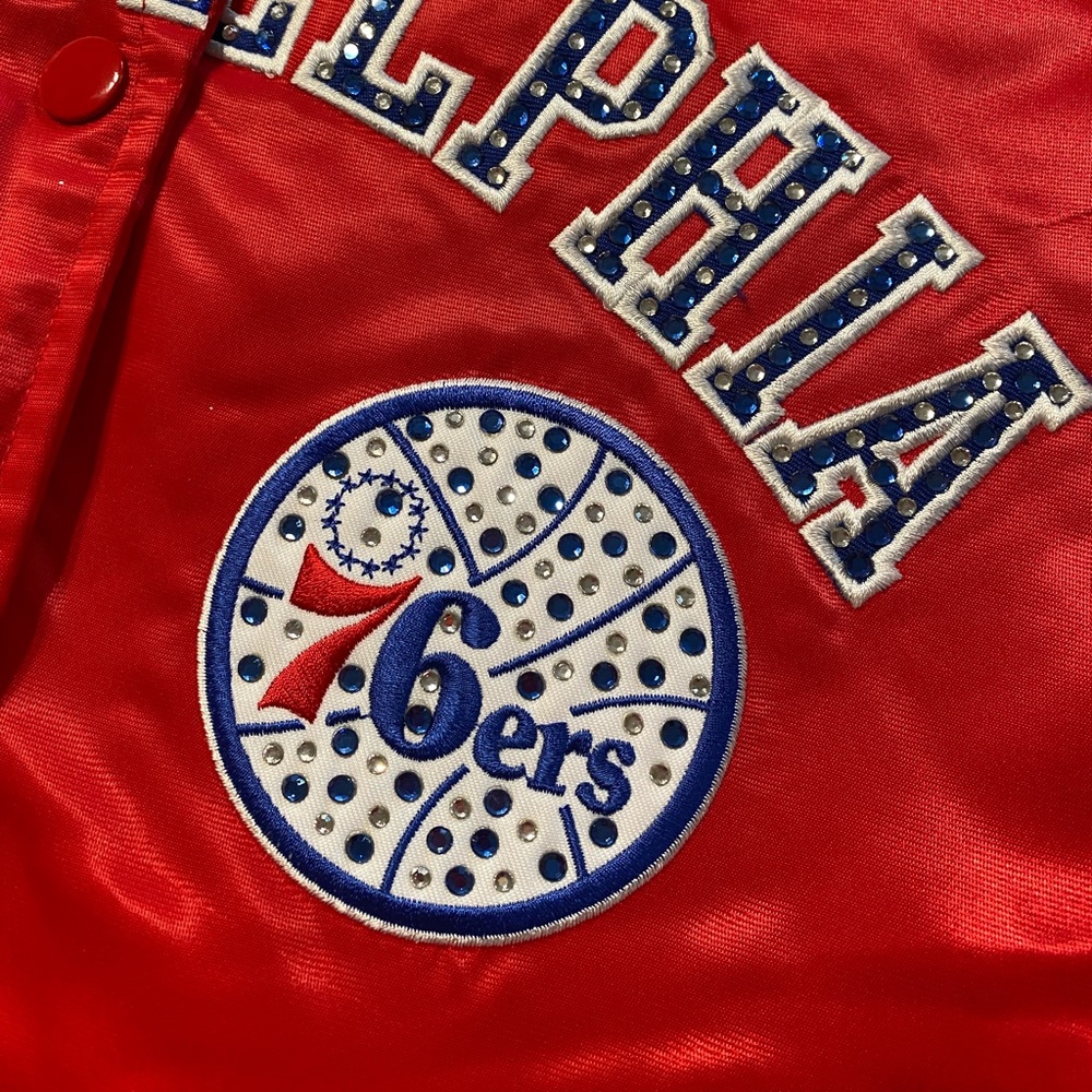 Sale Before Gone 🥰NBA 76rs Boomer jacket Color-block Satin jacket - vintage